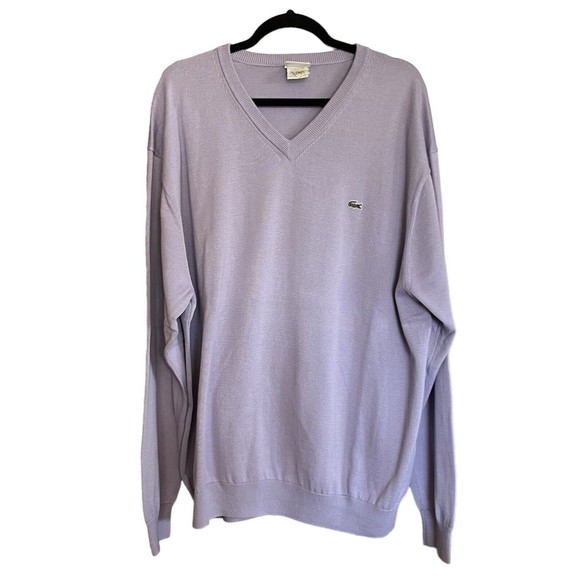 Lacoste Other - Lacoste V Neck Sweater Mens Size 8 US Size 3XL Lavender Cotton Style F5178